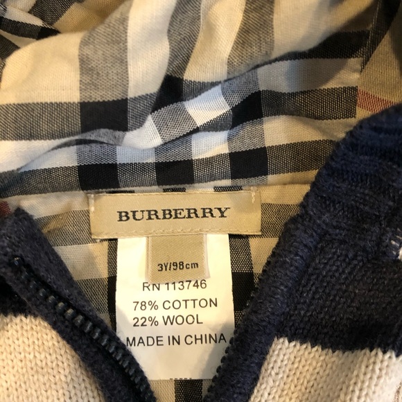 Children’s Burberry Striped Sweater Sz 3 - Picture 3 of 5